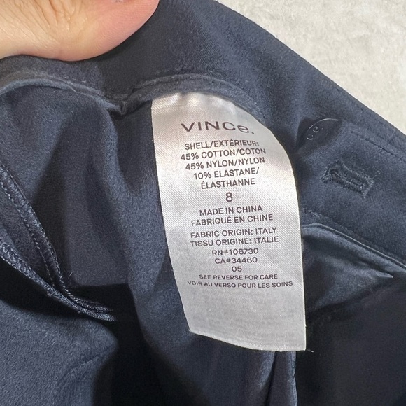 NWT Vince Size 8 Midnight Blue Cotton Stretch Trousers Pants - Picture 8 of 11